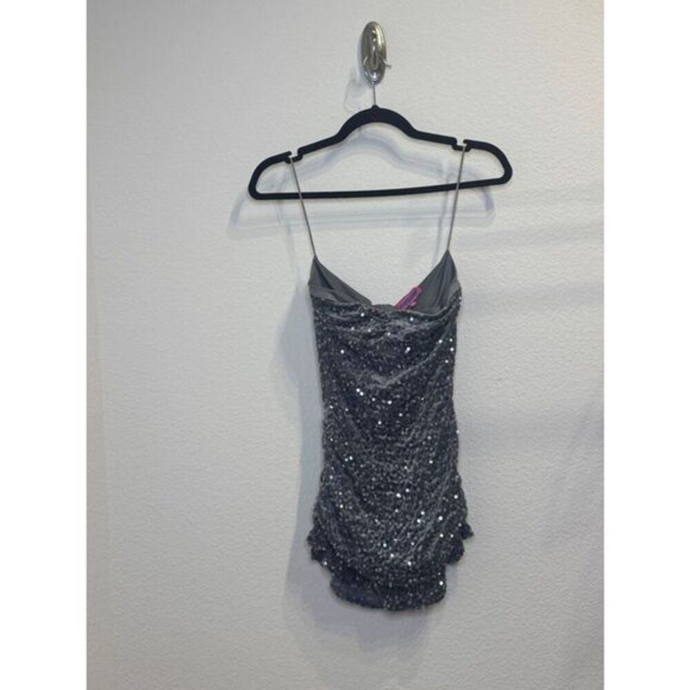 Edikted Silver Sequin Mini Dress
